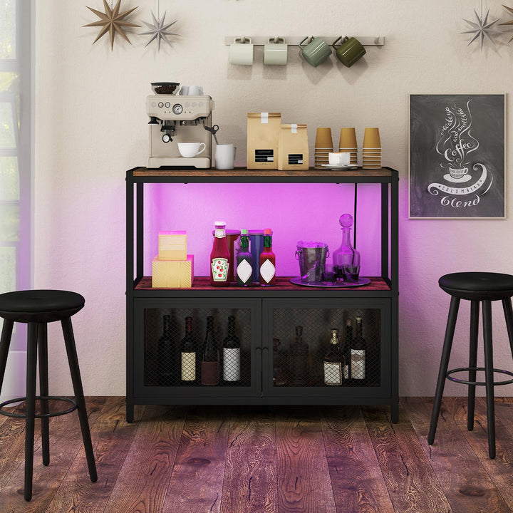Giantex Wine Cabinet with LED Lights for Kitchen Living Room