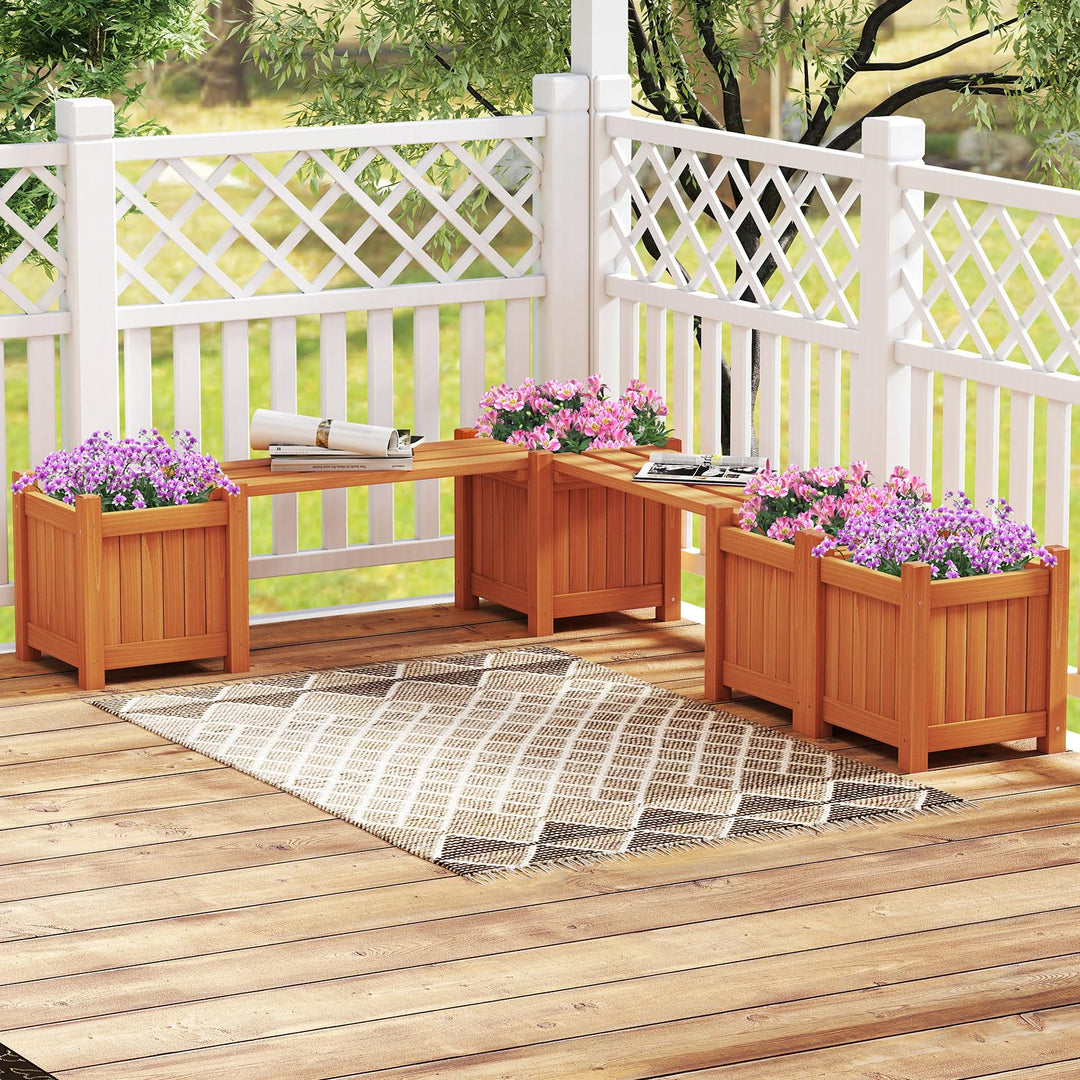 Giantex Outdoor Bench with Raised Garden Beds (42"x11"x11.5")