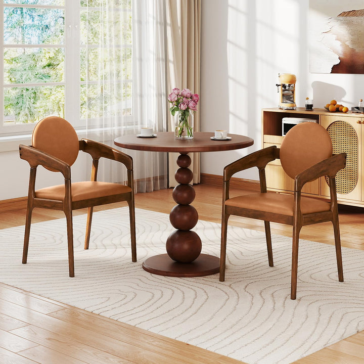 Giantex Set of 2/4 Wooden Dining Chair PU Leather Upholstered Armchairs