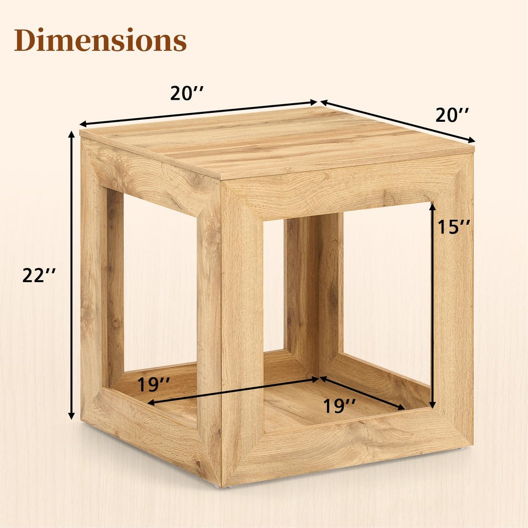 GIANTEX 20" Square Farmhouse End Table with 2-Tier Storage Shelf (1/2)