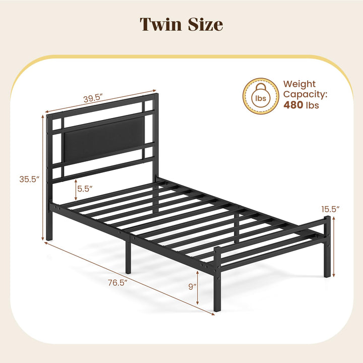 GIANTEX Twin Size Metal Bed Frame with Headboard &amp; Footboard