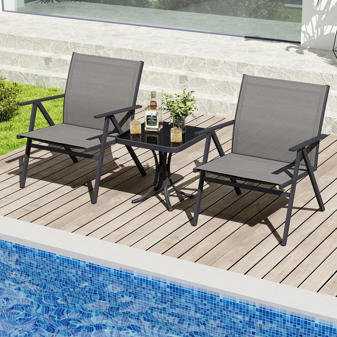 Giantex All Weather Outdoor Dining Chairs w/Sturdy Metal Frame & Breathable Seat Back