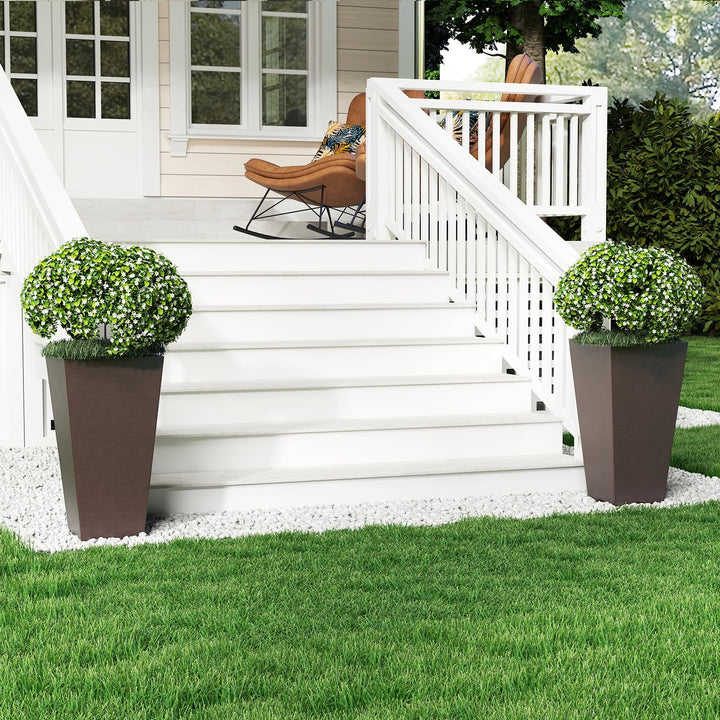 Giantex Square Taper Planter Set of 2 Self-Watering Flower Pots ( 11.5"x11.5"x22.5")