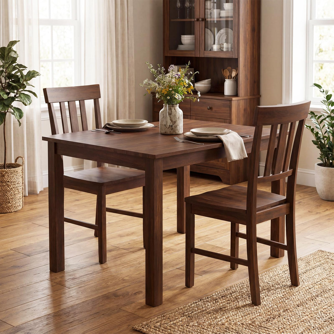 Giantex Wooden Dining Chairs Set of 2/4 with Slat Back &amp; Contoured Seat
