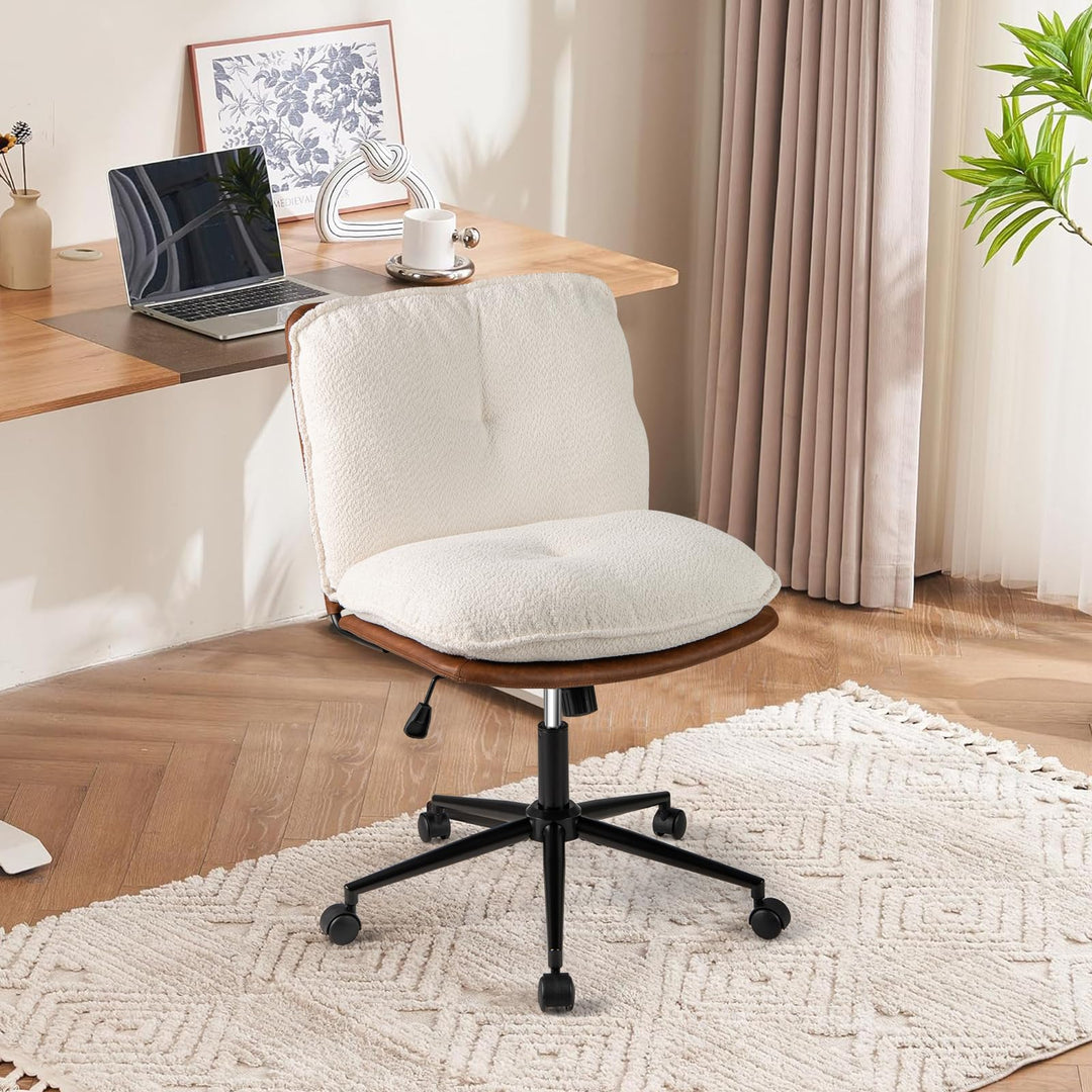 Giantex Faux Fur Desk Chair with Rocking Backrest & Thick Padded Cushion