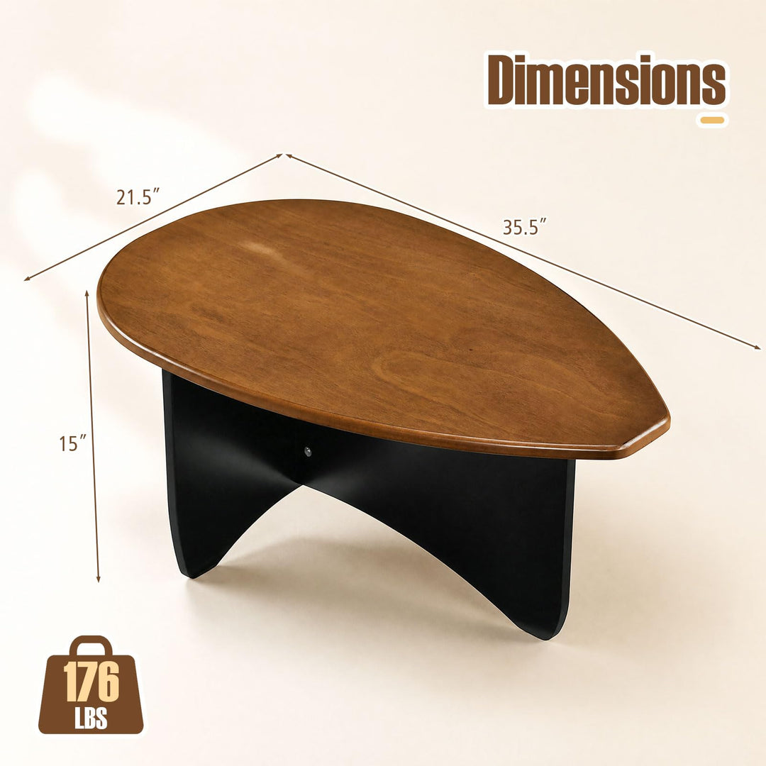 GIANTEX Oval Coffee Table | 35.5" Triangle Coffee table w/T-Shaped Base