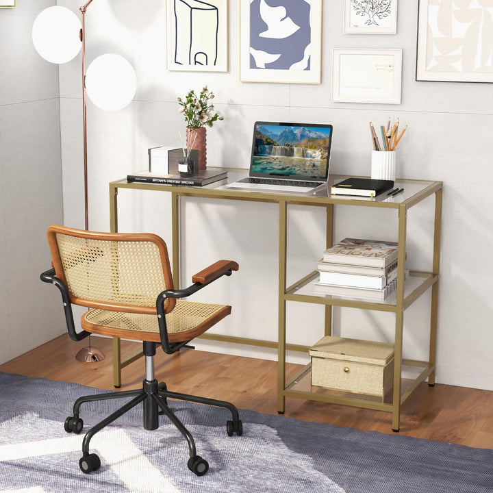 Giantex 42 Inch Home Office Desk with Tempered Glass