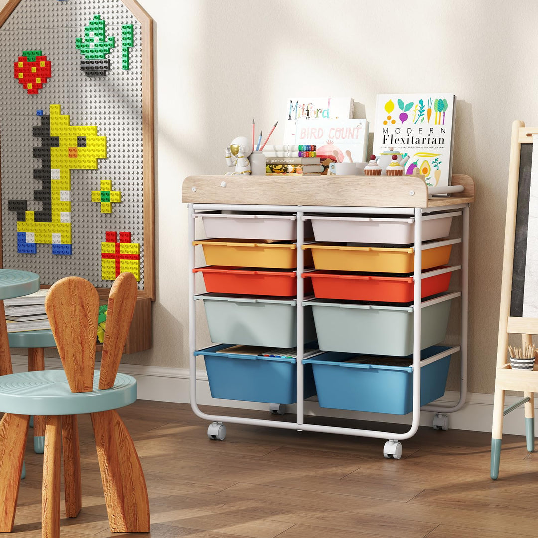 Giantex Rolling Storage Cart with 10 Drawers, Utility Cart