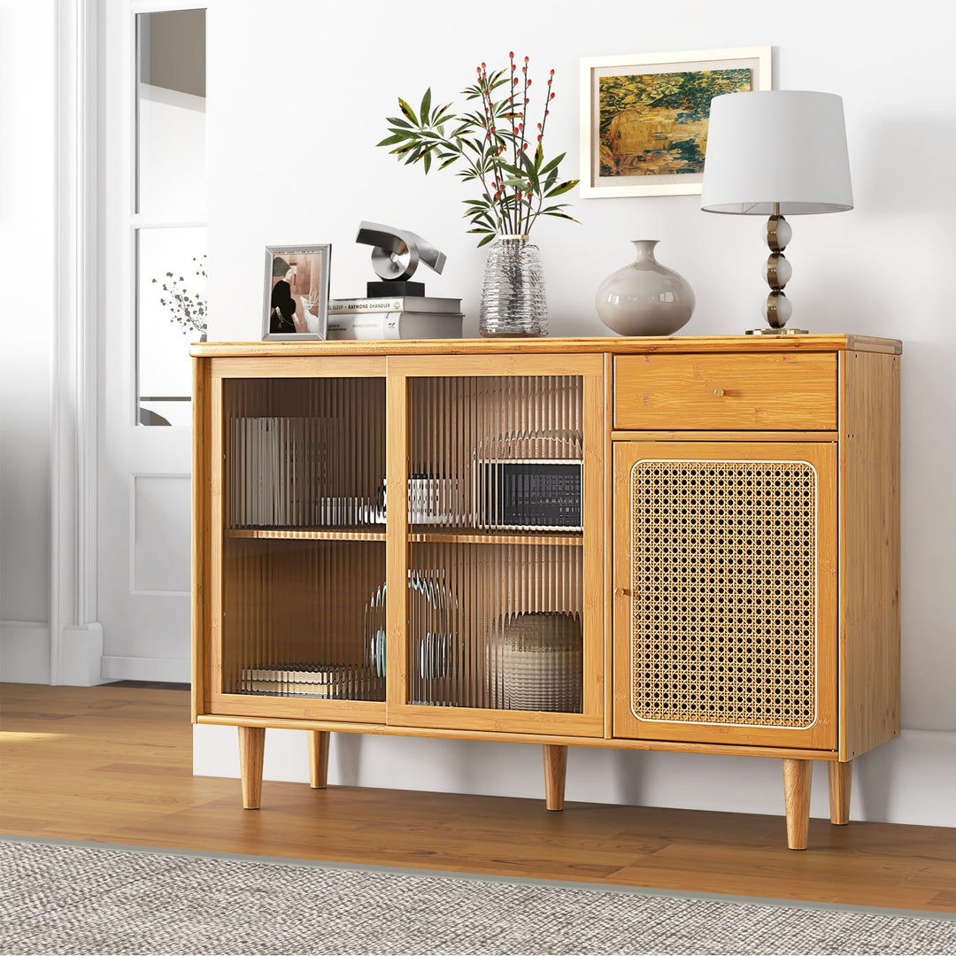 Giantex Sideboard, Bamboo Buffet Cabinet with Storage
