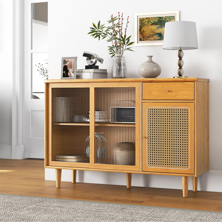 Giantex Sideboard, Bamboo Buffet Cabinet with Storage