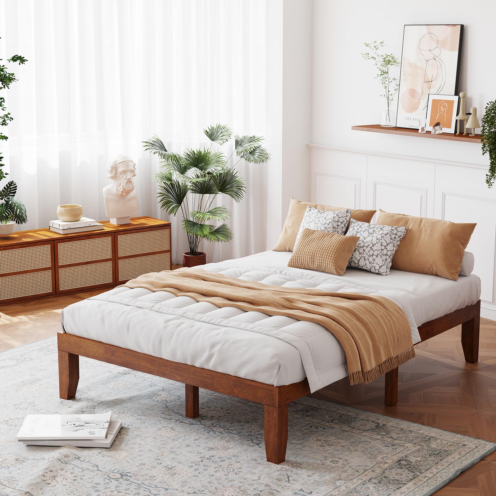 No Box Spring Needed 14 Inch Solid Wood Platform Bed Frame