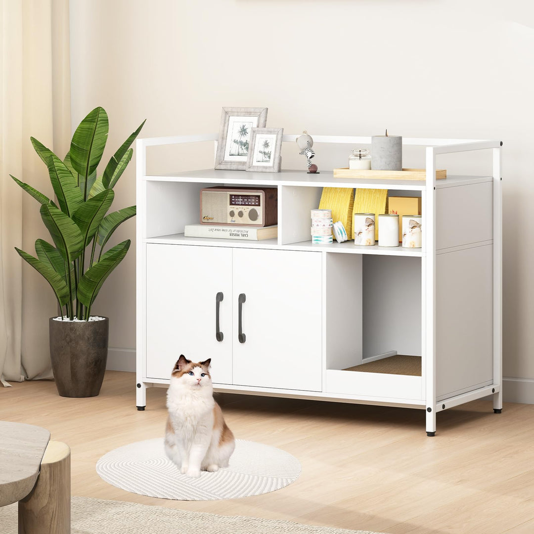 Giantex Cat Litter Box Enclosure - Cat Washroom Hidden Furniture with Front Entry