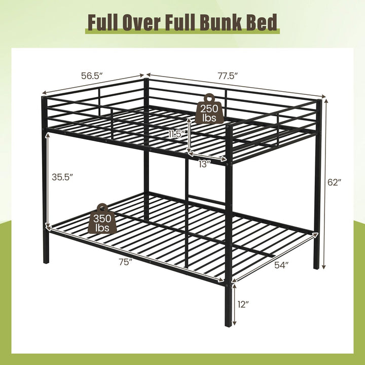 Giantex Heavy-Duty Metal Bunk Bed Full Over Full with Ladder &amp; Full Length Safety Guardrail