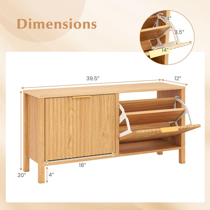 Giantex Shoe Storage Bench with 2 Flip Drawers for Entry Way