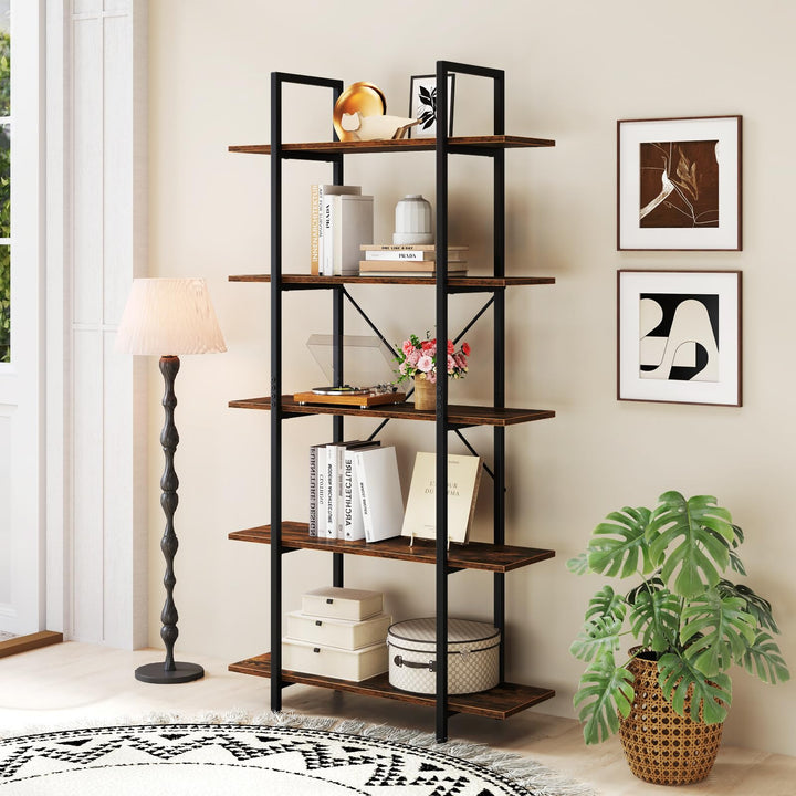 Giantex 5 Tier Industrial Bookshelf for Living Room Bedroom Study