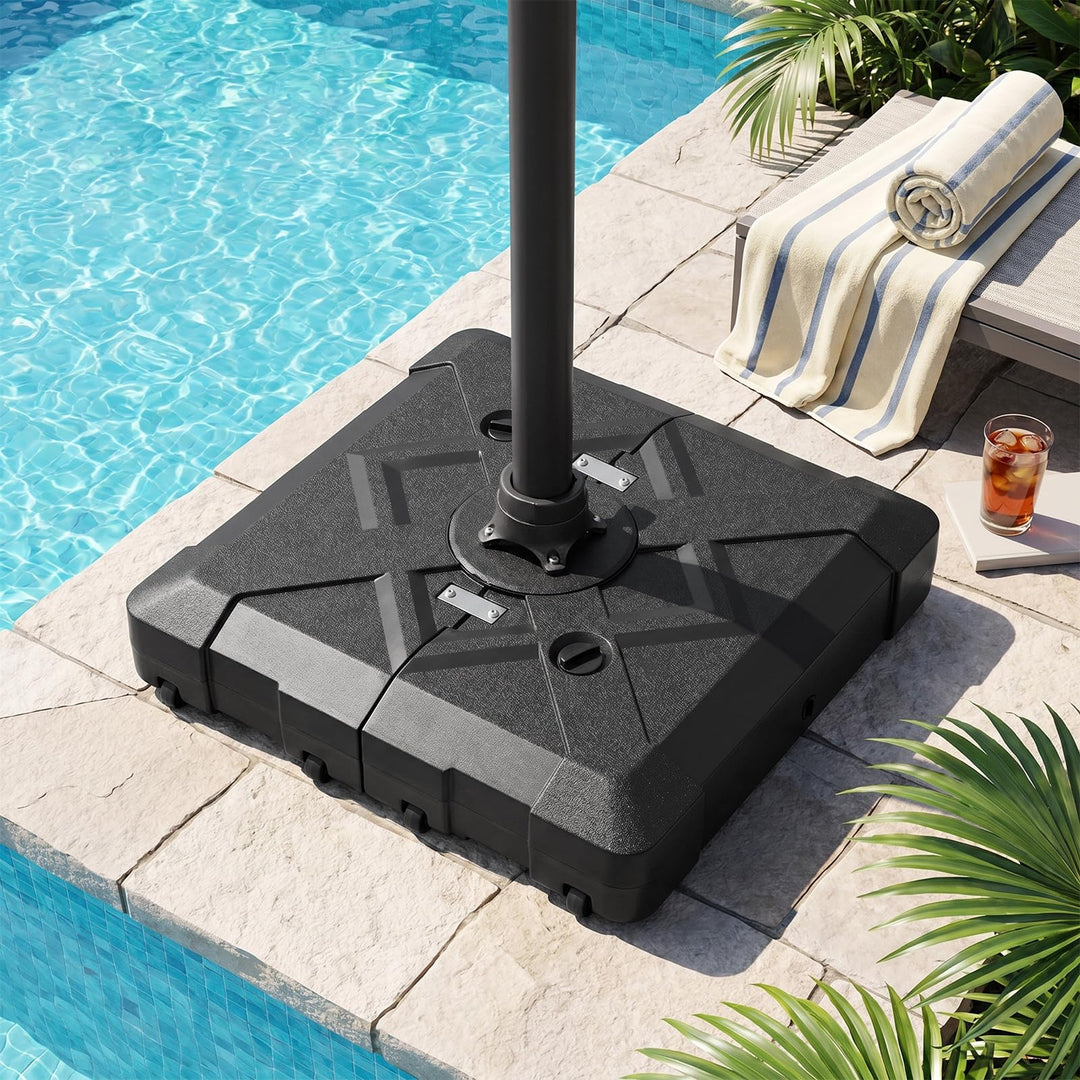 Giantex Rolling Cantilever Umbrella Base | 348 lbs Fillable Offset Patio Umbrella Holder