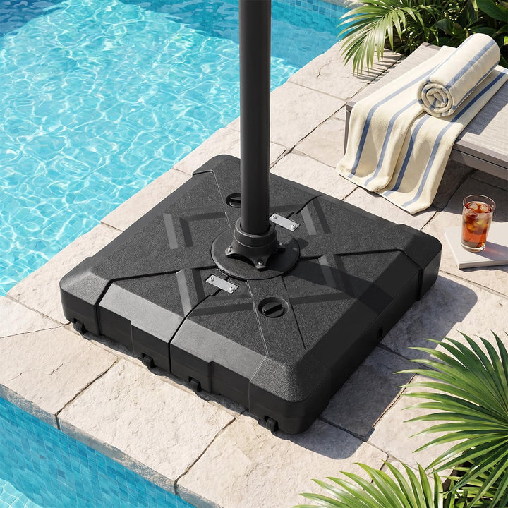 Giantex Rolling Cantilever Umbrella Base | 348 lbs Fillable Offset Patio Umbrella Holder
