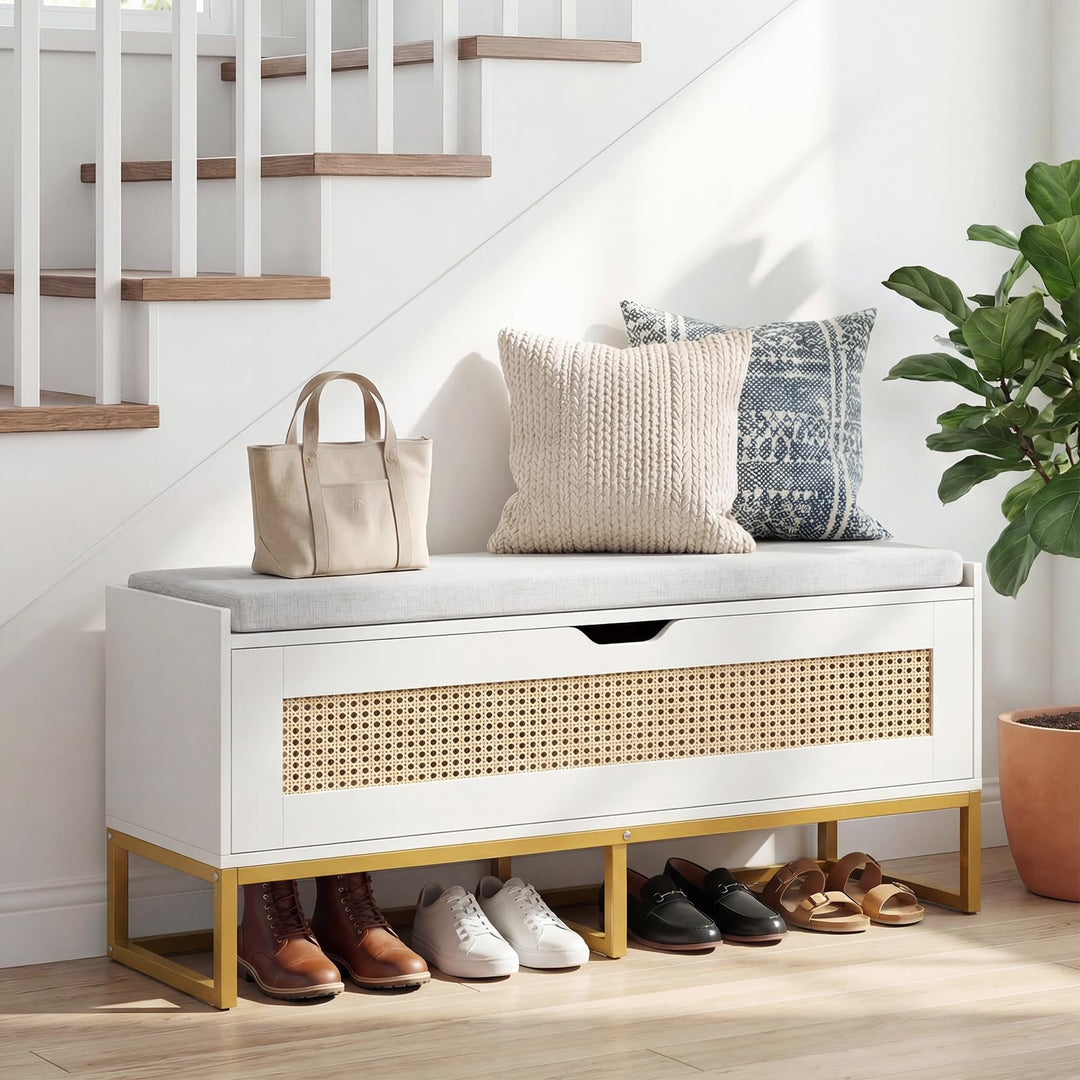 Giantex Flip-Top Entryway Bench with Removable Padded Seat &amp; Hidden Storage