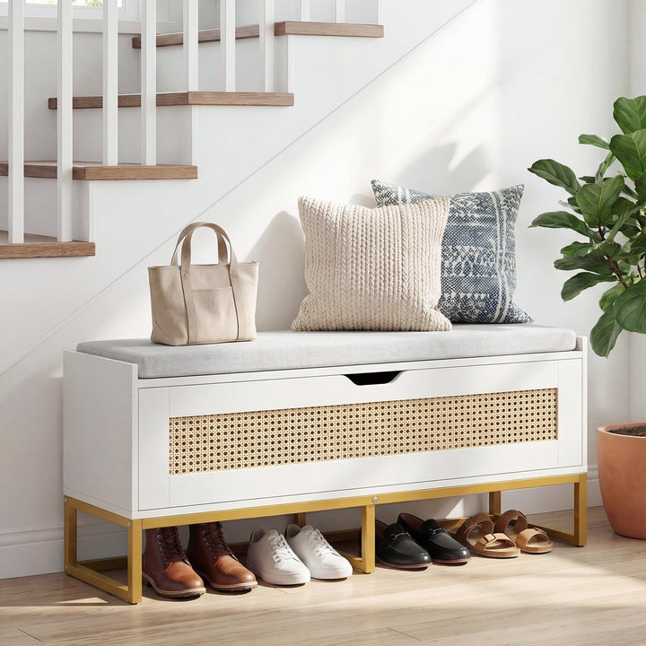 Giantex Flip-Top Entryway Bench with Removable Padded Seat &amp; Hidden Storage