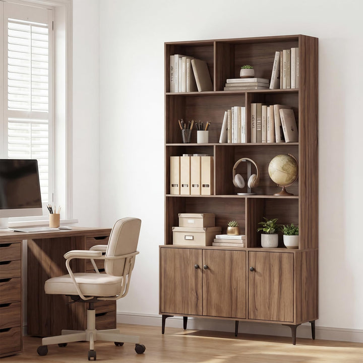 Giantex 68.5" Tall Bookcases and Bookshelves with 2 Doors for Home Office