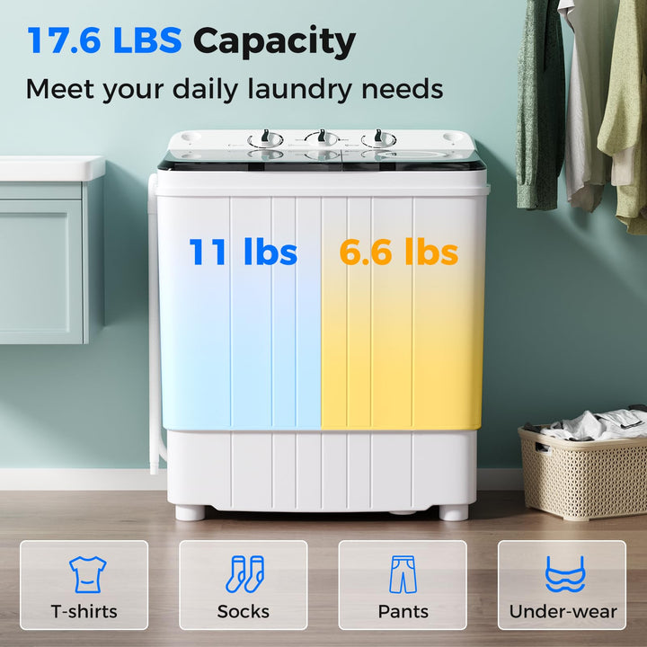 Giantex Portable Washing Machine, 17.6lbs Compact Washer Spinner Combo with Pump Drain