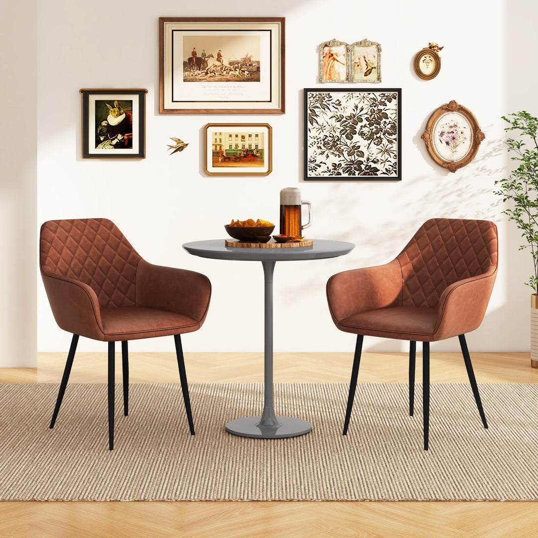 Giantex Mid Century Modern Dining Chairs Set of 2/4, Upholstered Accent Chairs w/Curved Backrest, Wide Seat & Armrests