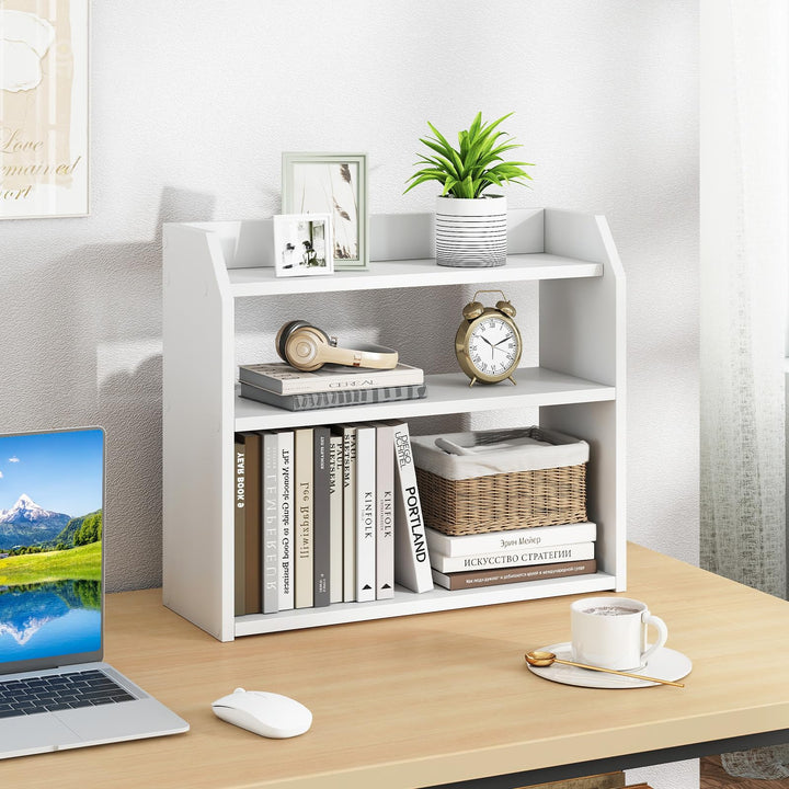 Giantex 3-Tier Desktop Bookshelf Small Wood Countertop Organizer(1/2)