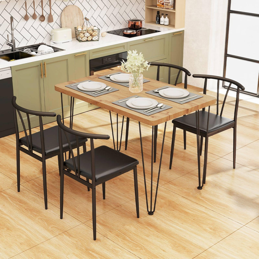 Giantex 5-Piece Dining Table Set | 43-Inches Rectangular Kitchen Table & 4 Armless Chairs with Upholstered Seat