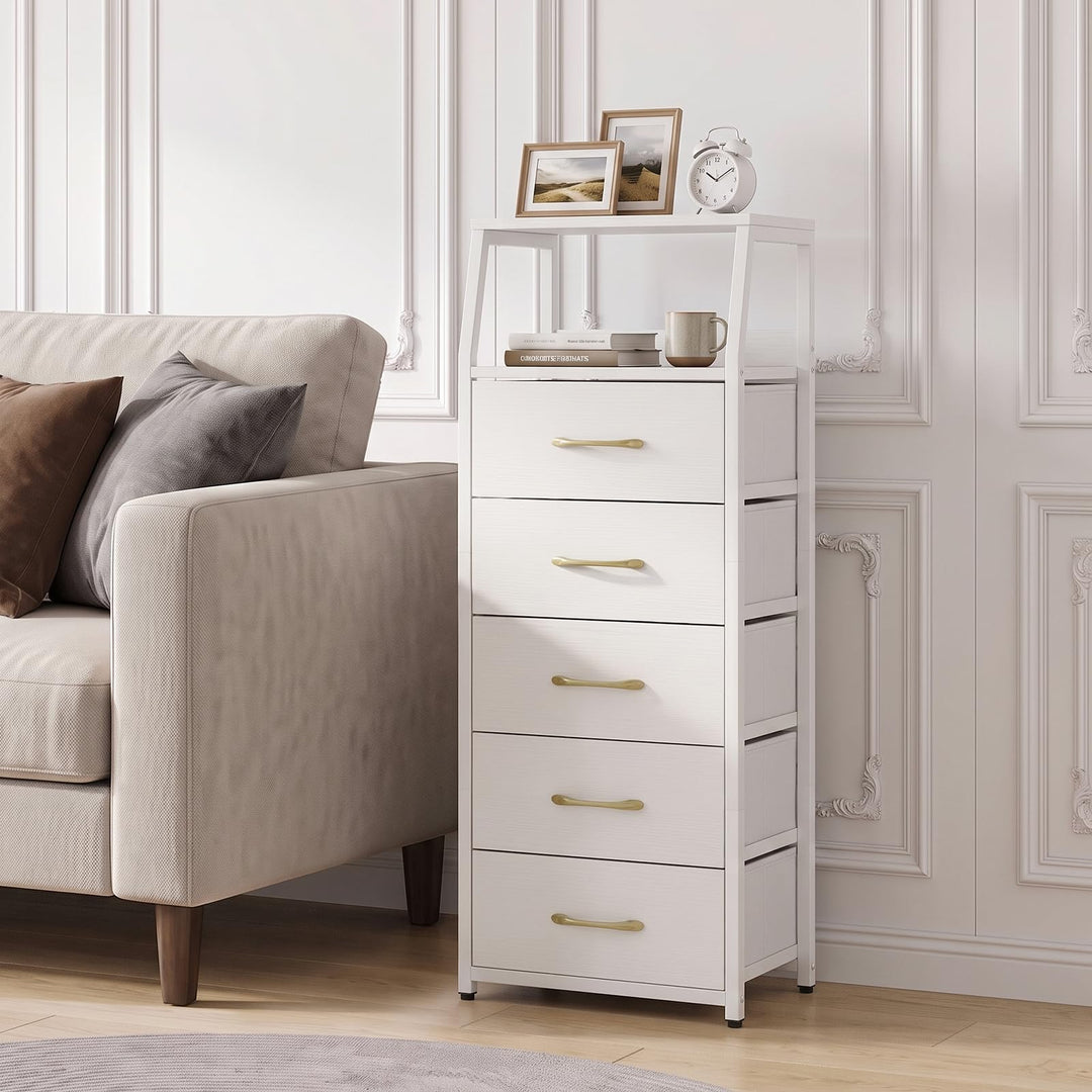 GIANTEX Tall Dresser with 5/4 Fabric Drawers (1/2)