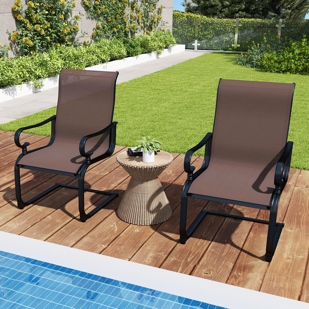 Giantex Patio Dining Chairs Set of 2/4, High Back Outdoor Patio Chairs with Metal C Spring Frame