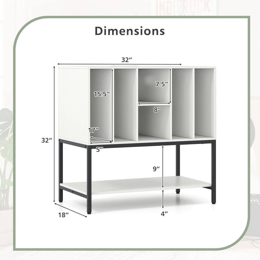 Giantex Record Player Stand with Charging Station Vinyl Record Storage for Music Living Room