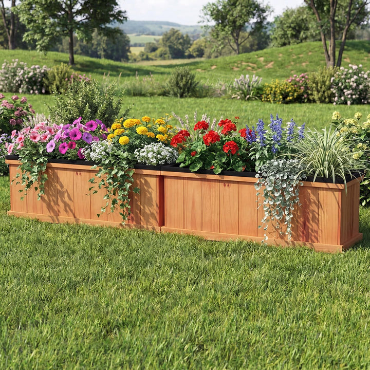 Giantex Outdoor Raised Garden Bed 28” x 10” x 10” Pine Wood Planter Box