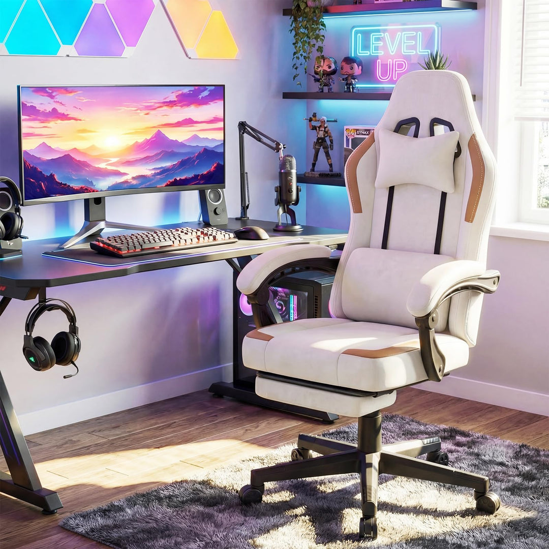 Giantex Gaming Chair | Ergonomic Video Game Chair w/Footrest, Lumbar Support