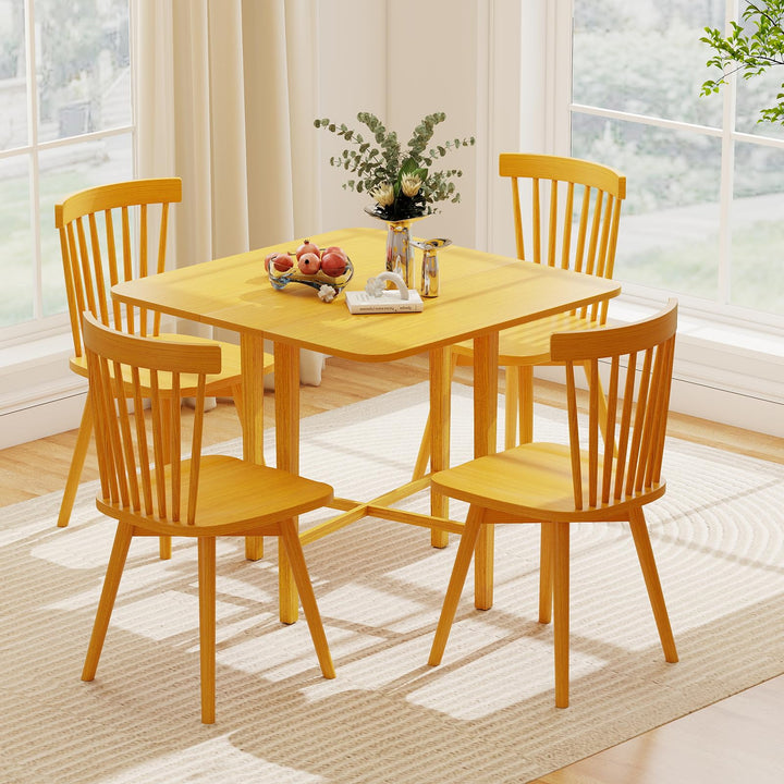 Giantex 36" Extendable Dining Table with Drop Leaf X-Shaped Frame Rubber Wood Legs