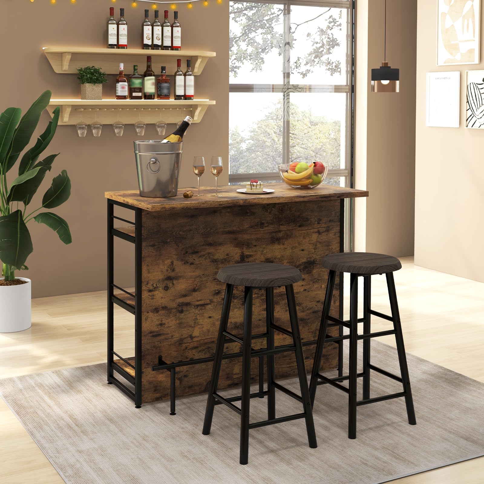 4 Tier Liquor Bar Table with Footrest - Giantex