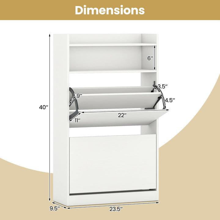 Giantex Shoe Cabinet with 2 Flip Drawers Freestanding Narrow Shoe Organizer Cabinet