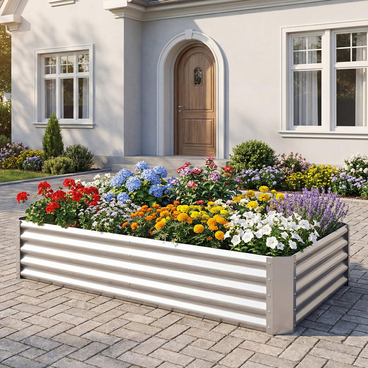 Giantex 6 x 3 x 1 FT Galvanized Rectangular Metal Raised Garden Bed (1/2)
