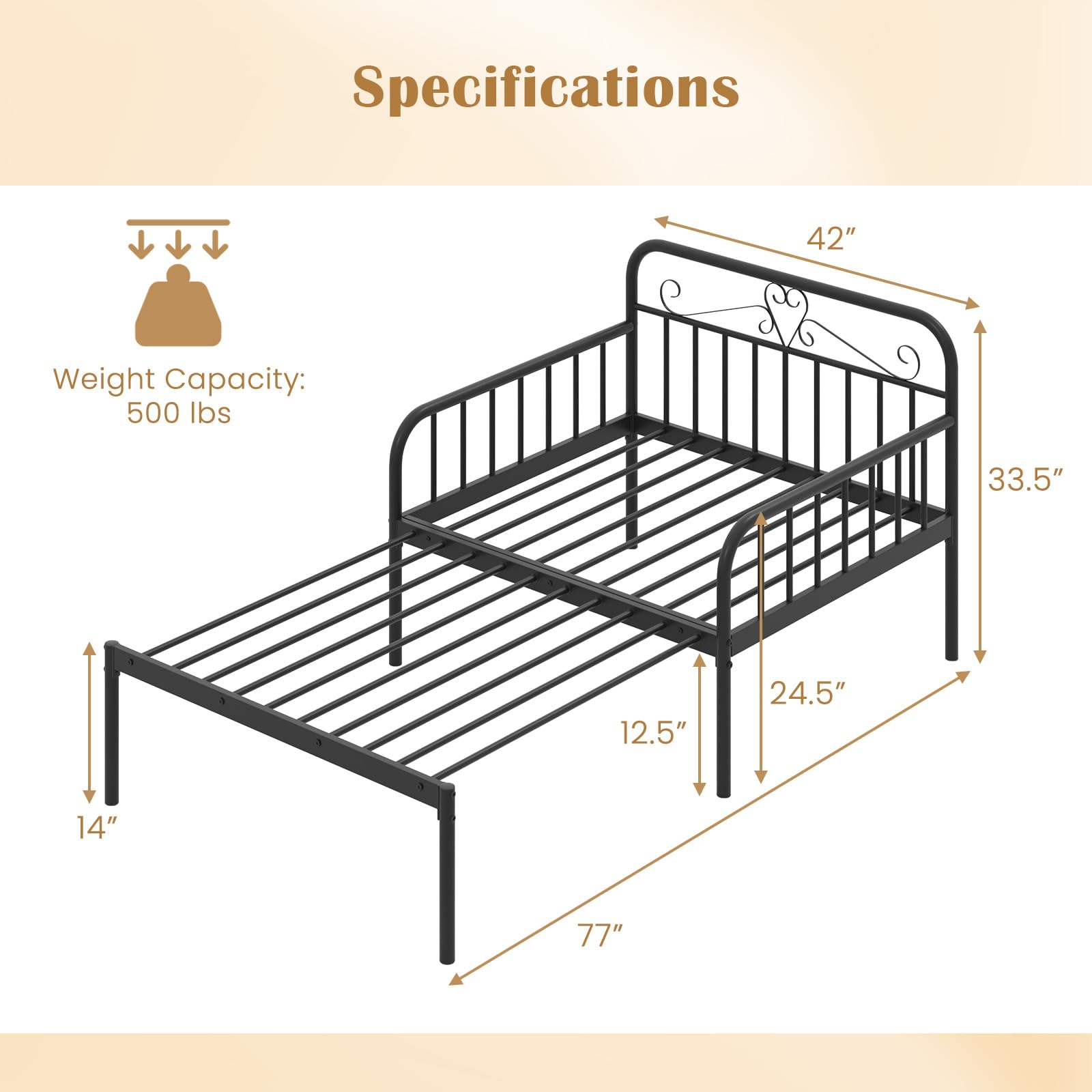 Giantex Metal Twin Bed Frame, Convertible Sofa Bed with Headboard & Armrests, Pull-Out Sleeper Chair Bed