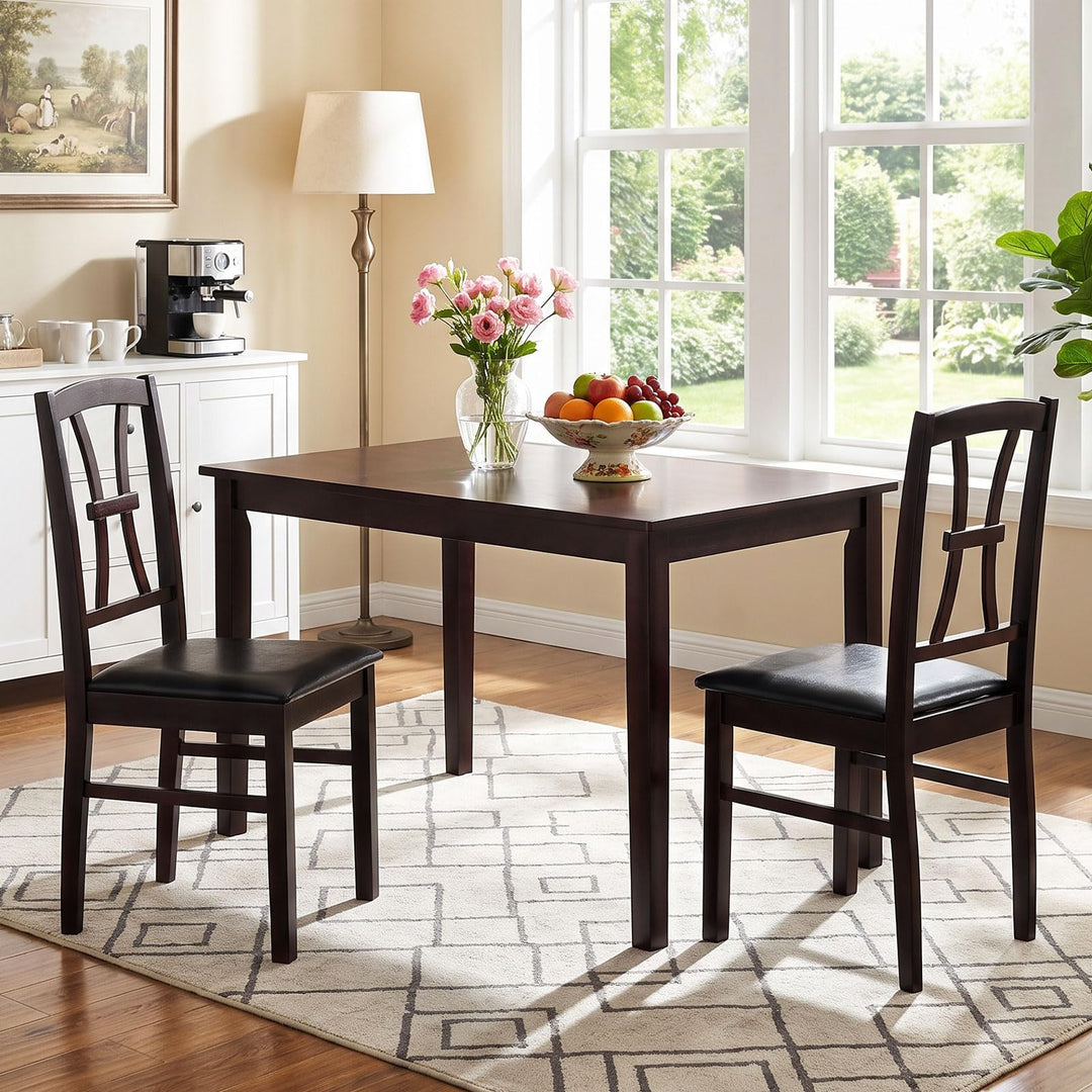 GIANTEX Wooden Dining Chairs Set of 2/4 | Faux Leather Kitchen Chairs w/ Elegant High Back