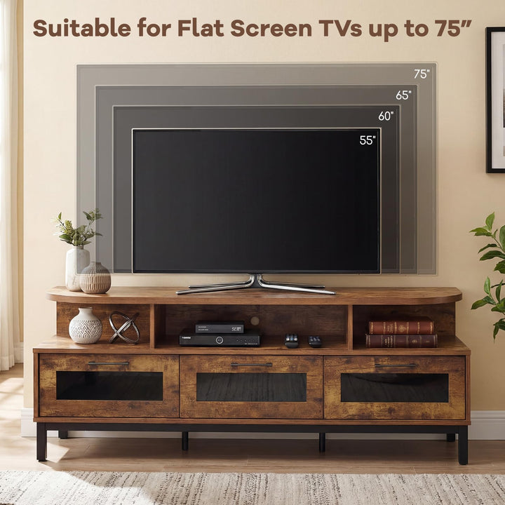 Giantex TV Stand for TVs up to 75" Entertainment Center with 3 Storage Drawers and Open Shelves