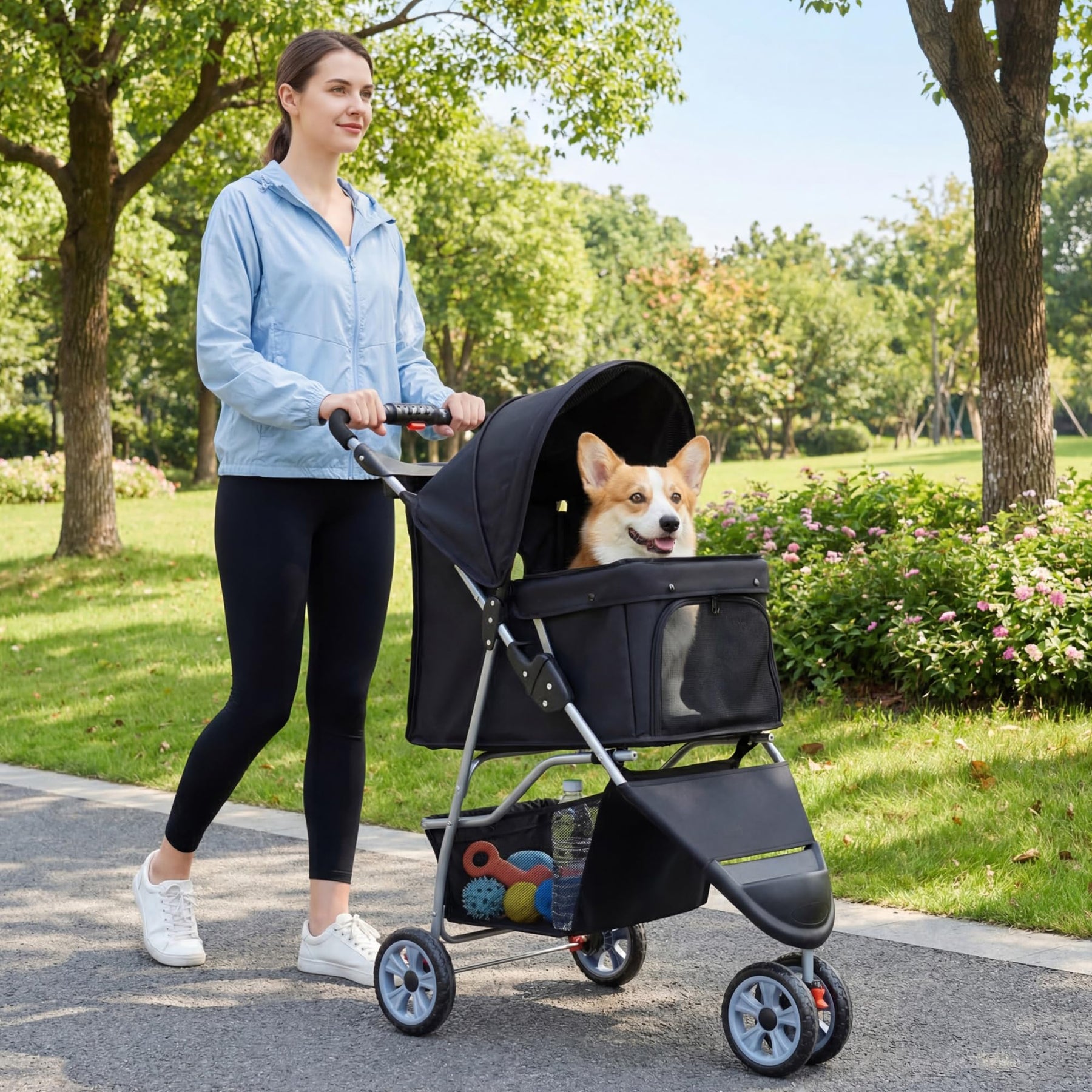 Giantex 3 Wheel Foldable Dog Stroller for Small Dogs Cats – Giantexus