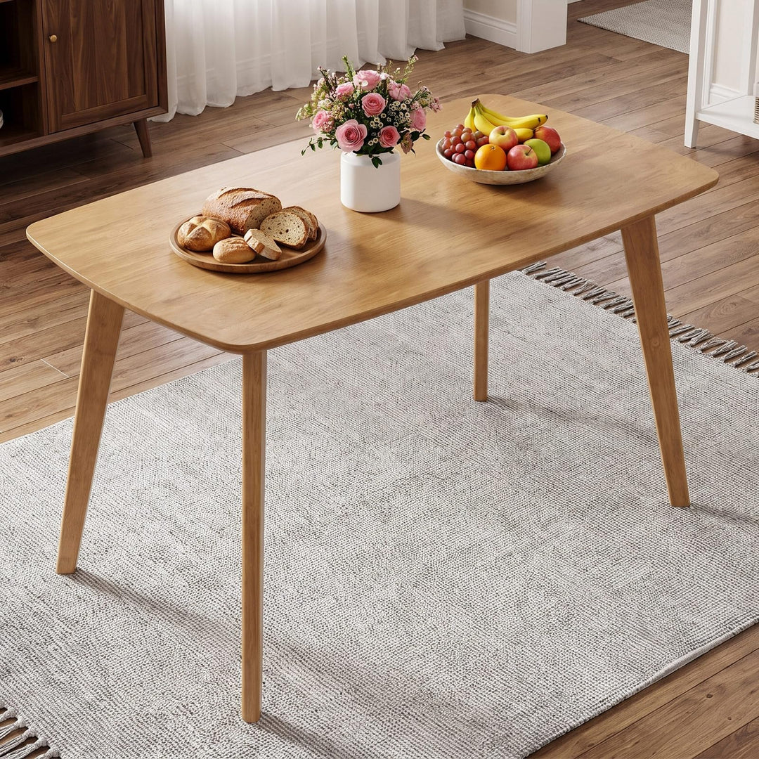 GIANTEX 47" Modern Farmhouse Solid Wood Rectangular Dining Table for 4