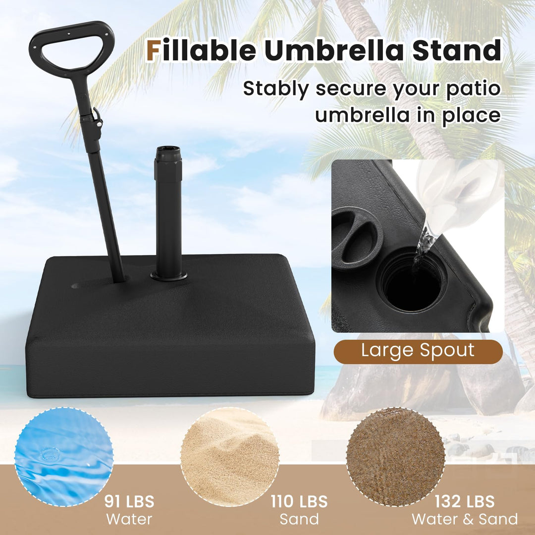 Giantex 132 lbs Fillable Patio Umbrella Stand with Retractable & Removable Pull Rod
