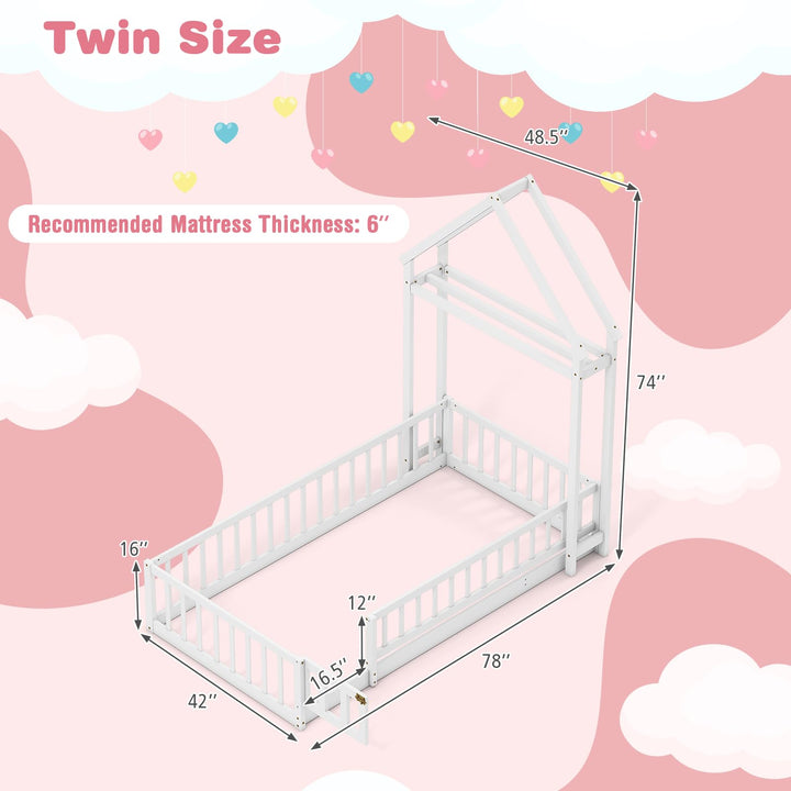 Giantex Twin House Floor Bed for Kids
