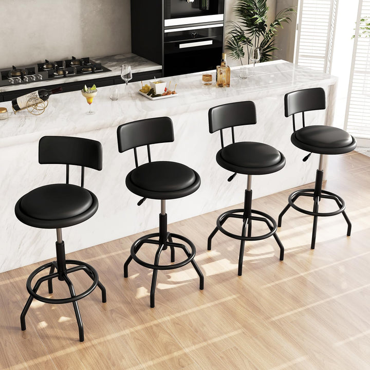 Giantex Swivel Bar Stools Set of 1/2/3/4, 24.5"-29" Height Adjustable Counter Height Chairs w/Back