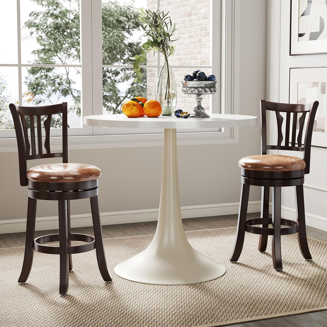 Giantex 26" Upholstered Counter Height Swivel Bar Stools Set of 2/4 with Back and Solid Rubber Frame