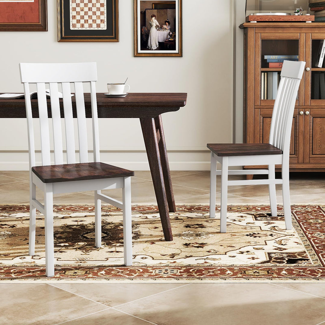 Giantex Wooden Dining Chairs Set of 2/4 with Hollowed Backrests & Rubber Wood Seats