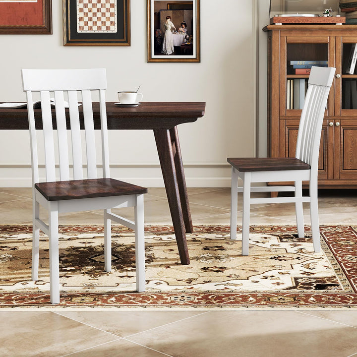 Giantex Wooden Dining Chairs Set of 2/4 with Hollowed Backrests & Rubber Wood Seats