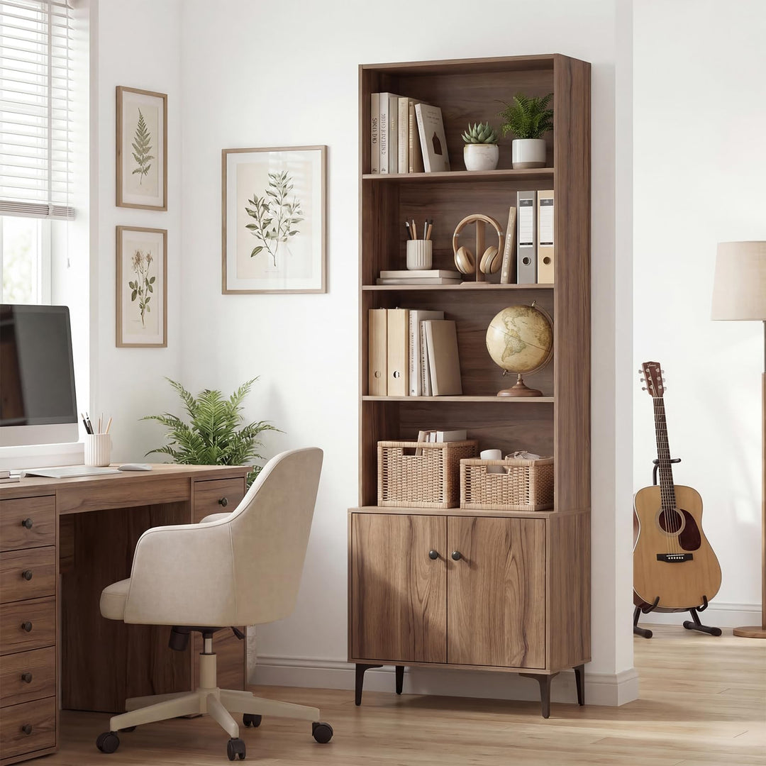 Giantex 68.5" Tall Bookcases and Bookshelves with 2 Doors