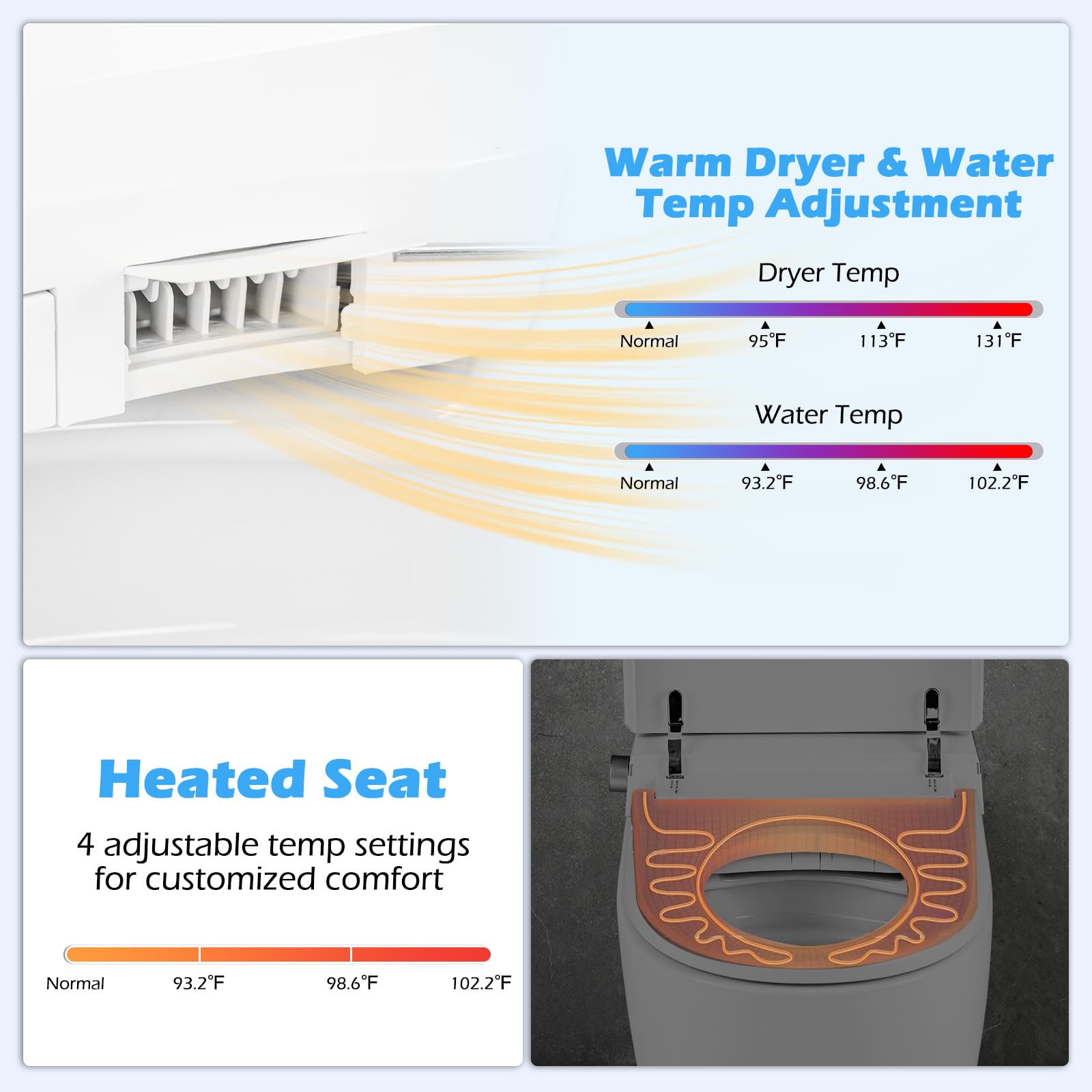 Giantex Smart Toilet with Bidet Built In, Bidet Toilet with Heat, Dryer, Night Light, Auto Open/Close